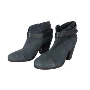 Rag & Bone Boots EU 38 Gray Suede Leather Ankle Strap Indie Sleaze Ankle Booties